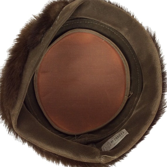 Mink Hat Velvet Pillbox Ladies 22 in Real Fur Bro… - image 6