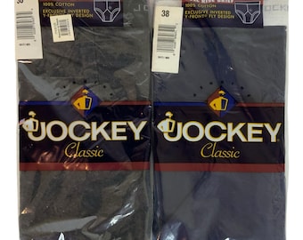 Vintage Jockey Classic Herrkalsonger med Full Rise, 2 Par, 38 Marinblå Mörkgrå 1996