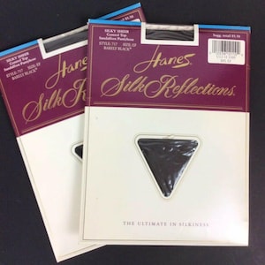 Hanes Silk Reflections Silky Sheer Control Top Pantyhose TWO PAIR EF Barely Black