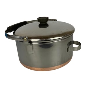 Czajnik Revere Ware 4 Qt z uchwytem blokującym, stal nierdzewna, pokryta miedzią, przed 1968 r.