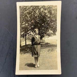 Vintage Black & White Photograph Young Woman With Bobbed Hair 1920-30s Flapper