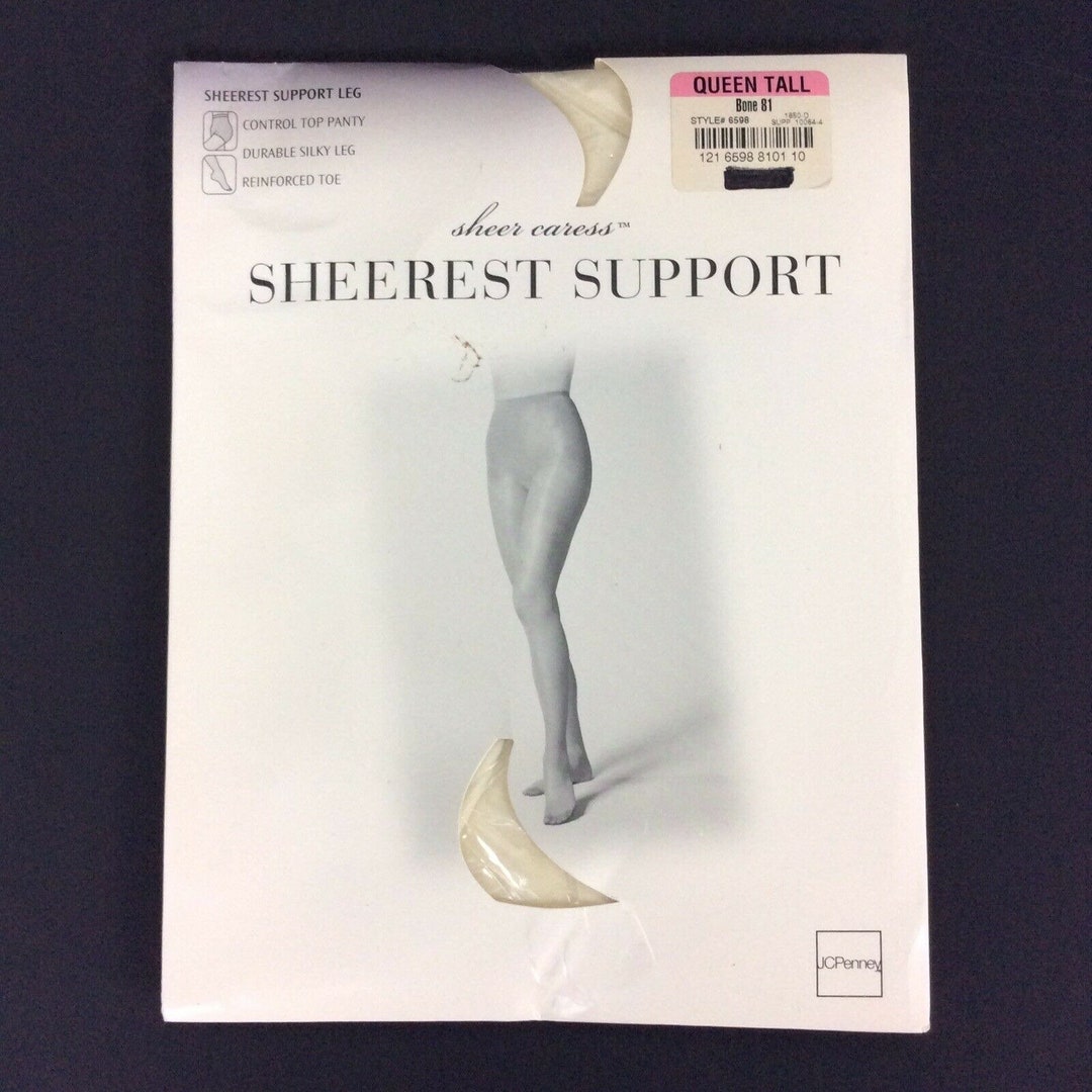 Jcpenney Sheer Caress Support Pantyhose Queen Tall Bone Ivory Control Top -   Canada