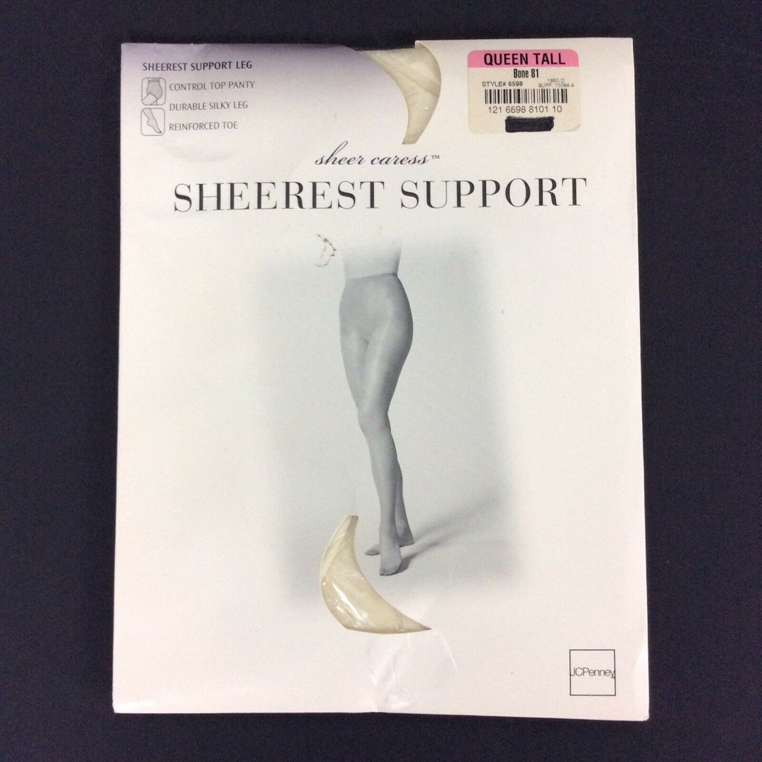 Jcpenney Sheer Caress Support Pantyhose Queen Tall Bone Ivory Control