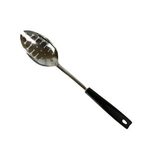 Ekco Eterna Vintage Slotted Spoon Chrome Plated Black Nylon Handle USA Made
