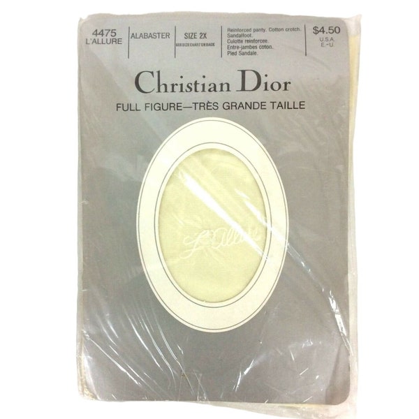 Christian Dior Full Figure Pantyhose Size 2X Alabaster Sandalfoot NEW