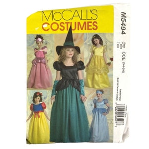 McCalls Childrens Princess Witch Costumes Girls Sz 3-6 Sewing Pattern 2007 UNCUT