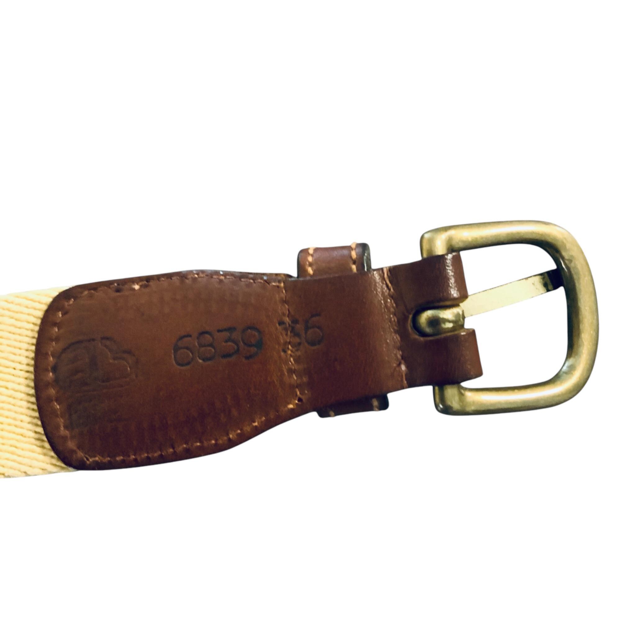 Vintage Dooney & Bourke Stretch Belt Size 36 Navy Red Stripe Leather Trim USA Vintage Dooney & Bourke Belt Size 36 Fits Like 34 Cream Navy  main image 4