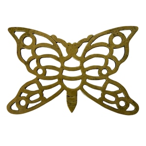 Vintage Cast Brass Butterfly Trivet Kitchen Decorative Piece Antique Gold Finish