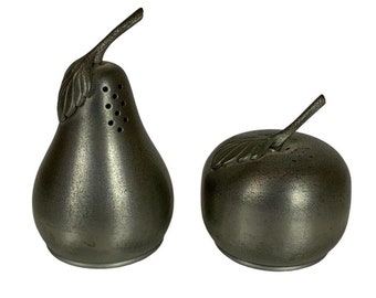 WEB Pewter Salt and Pepper Shakers Apple Pear 1125 Vintage