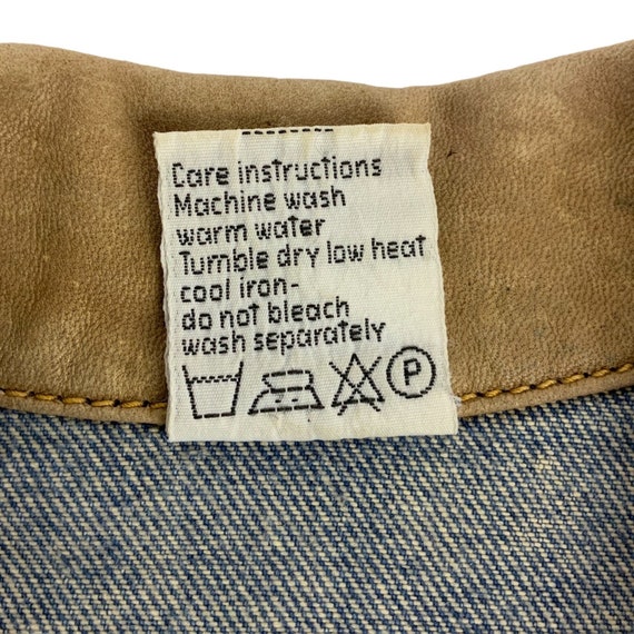 Acid Wash Trucker Jacket Leather Trim Size Small … - image 4