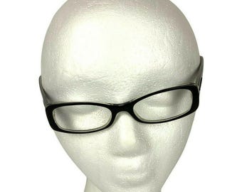 Ralph Lauren Eyeglass Frames 48-16-135 Black & Clear Acetate Rectangular Italy