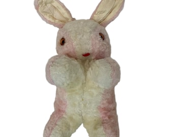 Peluche vintage Gund J Swedlin Sani Foam Bunny rose blanc des années 1940