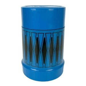 Thermos King-Seeley Blue Black Diamond Harlequin Pattern Plastic USA Vintage 1970s