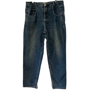 Guess Jeans Mens 38x34 Baggy Medium Wash Denim Vtg 90s Made in USA - CUT HEM