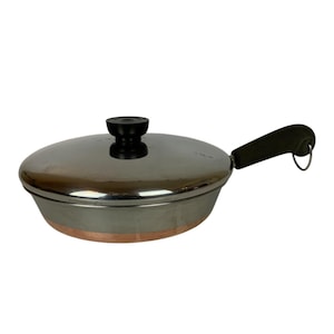 Vintage Revere Ware 8 inch Skillet With Lid Copper Clad Stainless Steel 1979