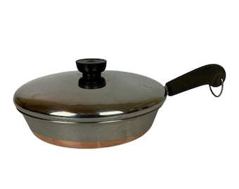 Vintage Revere Ware 8 inch Skillet With Lid Copper Clad Stainless Steel 1979