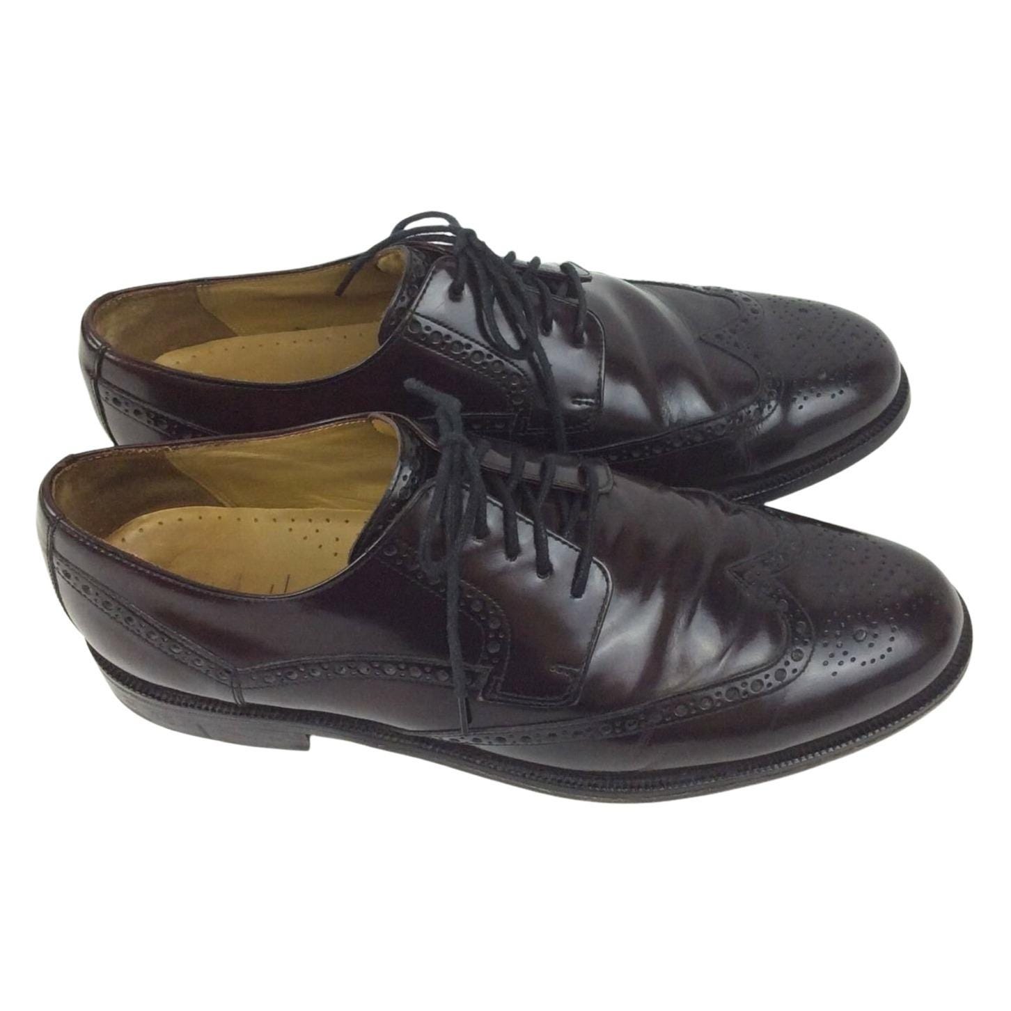 Cole Haan Mens Burgundy Leather Wingtip Oxford Shoes Size  display picture 1
