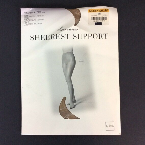 JCPenney Sheerest Support Pantyhose Queen Short Sand … Gem