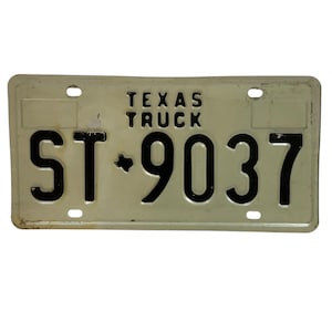 Vintage Texas Truck License Plate ST-9037 Collectible Wall Decor Man Cave 1970s