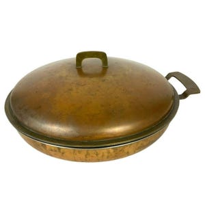 Unbranded Kupfer Messing Pfanne Paella Pfanne mit Deckel Heavy Vintage - EIN GRIFF FEHLT