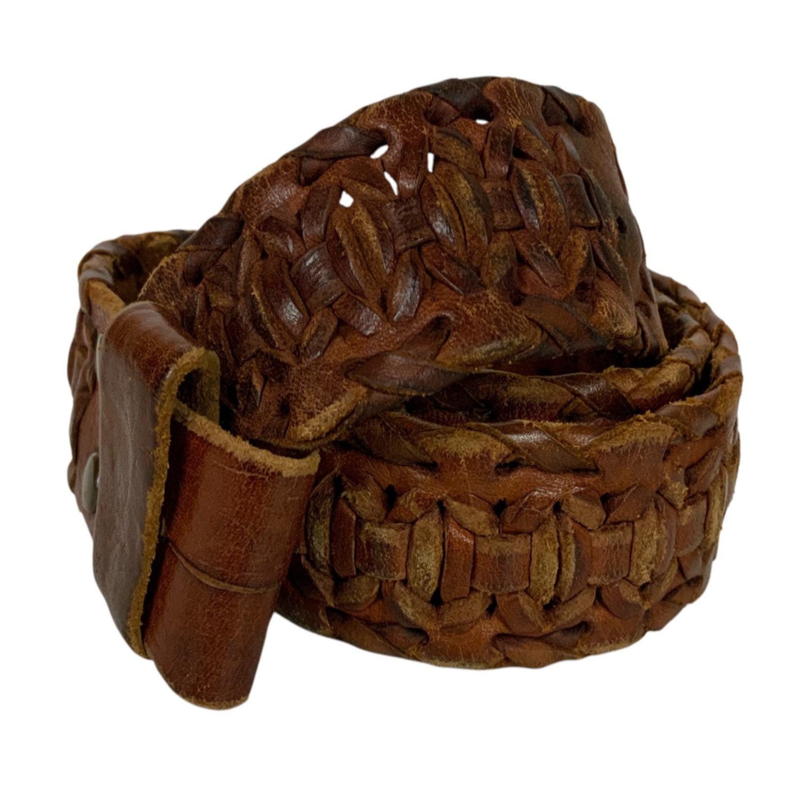 Handmade in Mexico Genuine Leather Woven Belt Strap Size 32  display picture 3