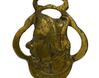 Médaillon Harnais De Cheval Vintage En Laiton - Déco Anglaise Art Déco Années 1970