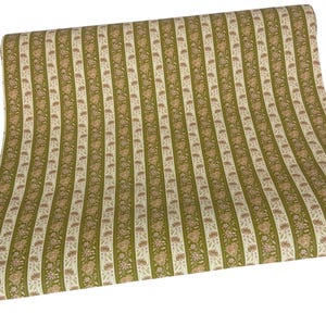 Papel de parede vinílico listrado floral vintage, rolo de sobras pré-colado, rosa e verde