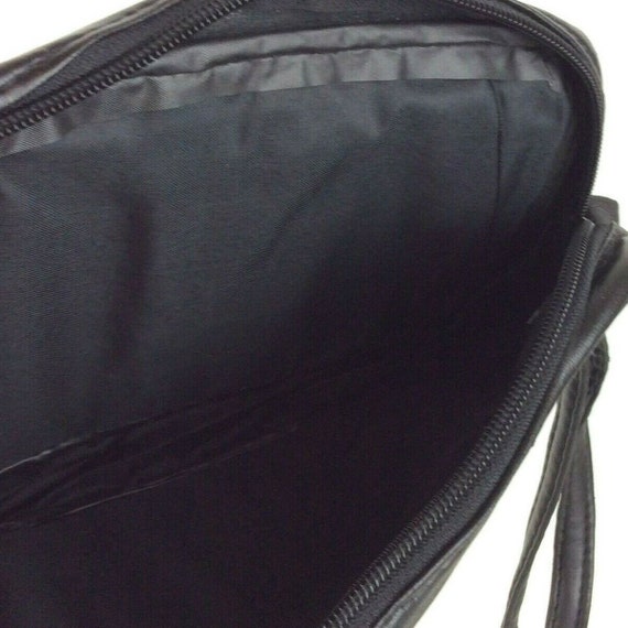 Large Fanny Pack Bum Bag Black Faux Vegan Leather… - image 6