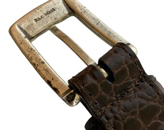 Vintage Brighton Mens Braided Leather Belt Silvertone Brass  display picture 2