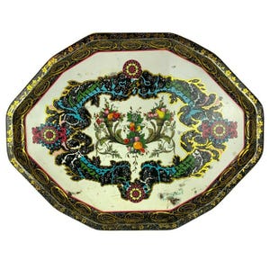 Daher Decorated Ware Metal Tray Floral Fruit Design Vintage Made In England