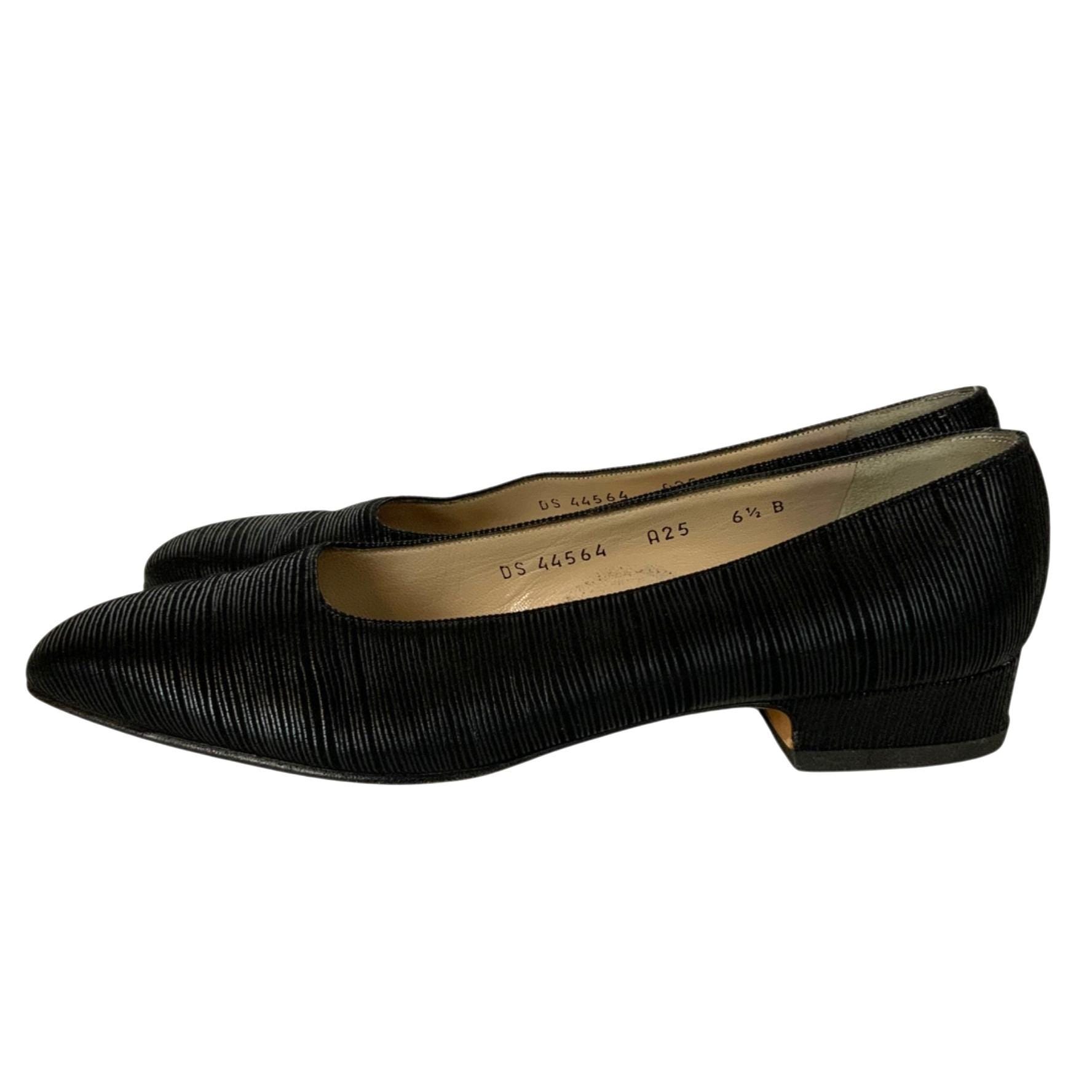 新品 サルヴァトーレ フェラガモ 6.5D ブラック 7cmヒール パンプス サルヴァトーレ フェラガモ レディース 6.5 B ブラック テクスチャード