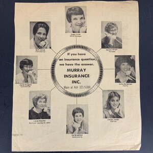 Vintage 1970s Murray Insurance Inc Newspaper Print Ad Staff Answering Phones
