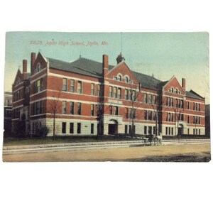 Joplin High School Missouri MO Cartão postal colorido à mão Vtg 1912 publicado