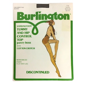 Burlington Sandalfoot Tummy & Hip Control Pantyhose Medium 1980s Nylon Spandex