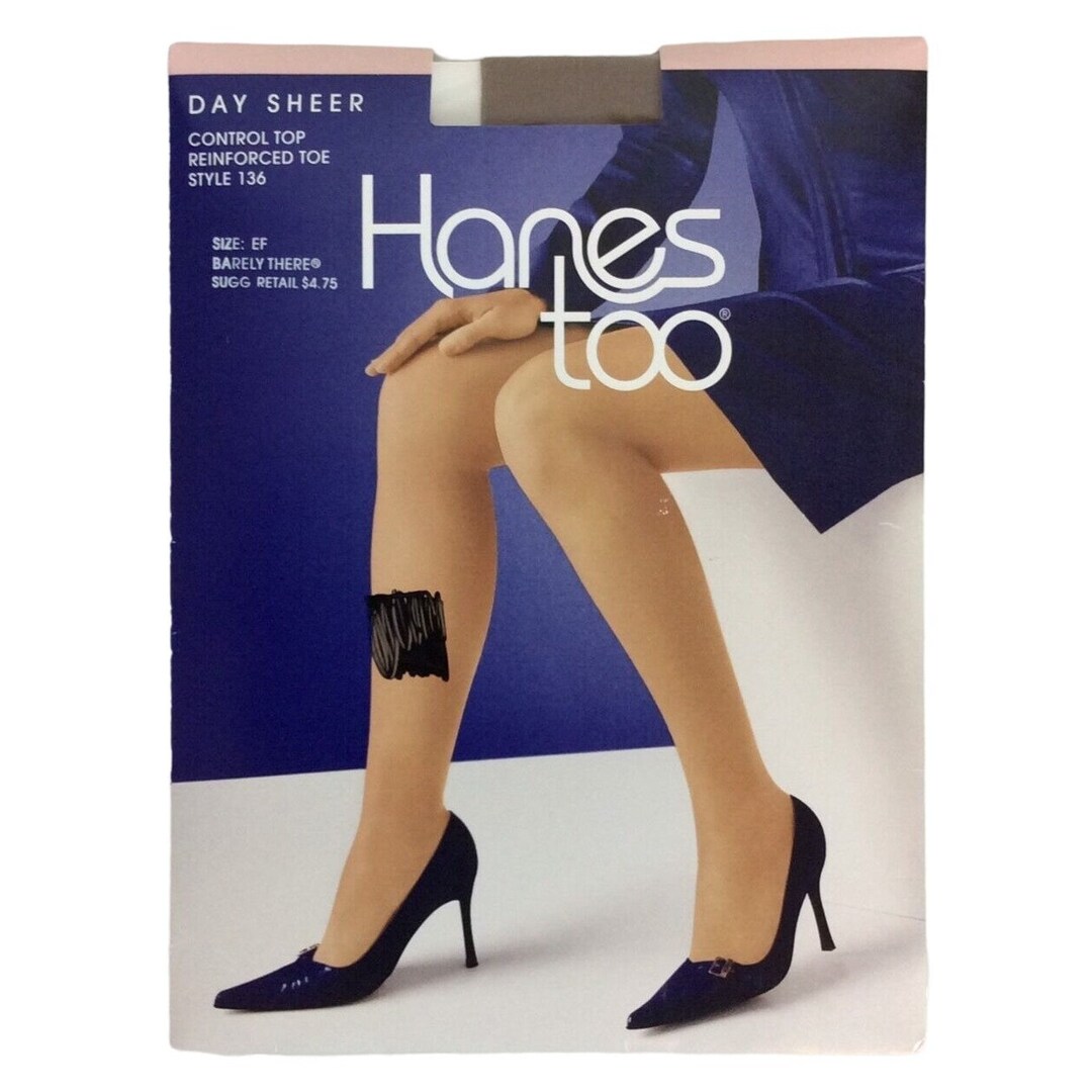 Hanes Too Day Sheer Pantyhose Sz EF Barely There Control Top Reinforced