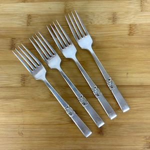 Vintage Oneida Community Morning Star 4 Dinner Forks Silverplate Flatware 1948