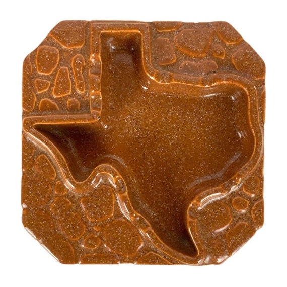 Texas Ceramic Ashtray Burnt Orange Map State Shape Square Etsy
