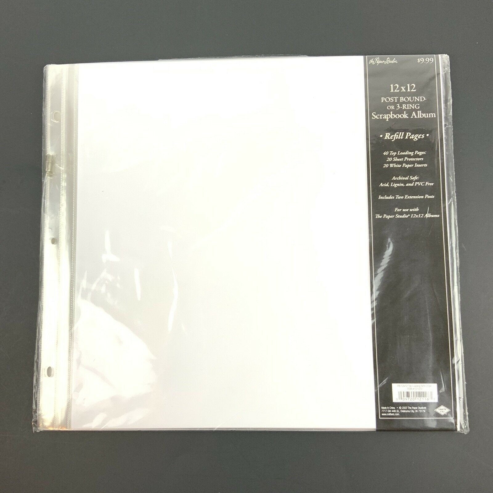 Pioneer 3-Ring Sewn Cover Album 12x12 Black Suede