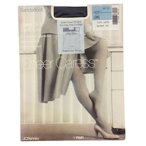 JCPenney Sheer Caress Navy Blue Sandalfoot Pantyhose Size Long Control Top