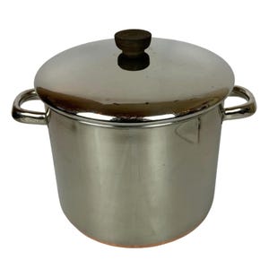 Vintage Revere Ware Copper Clad Stainless Steel 8 Quart Stock Pot With Lid 2000