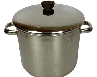 Vintage Revere Ware Copper Clad Stainless Steel 8 Quart Stock Pot With Lid 2000