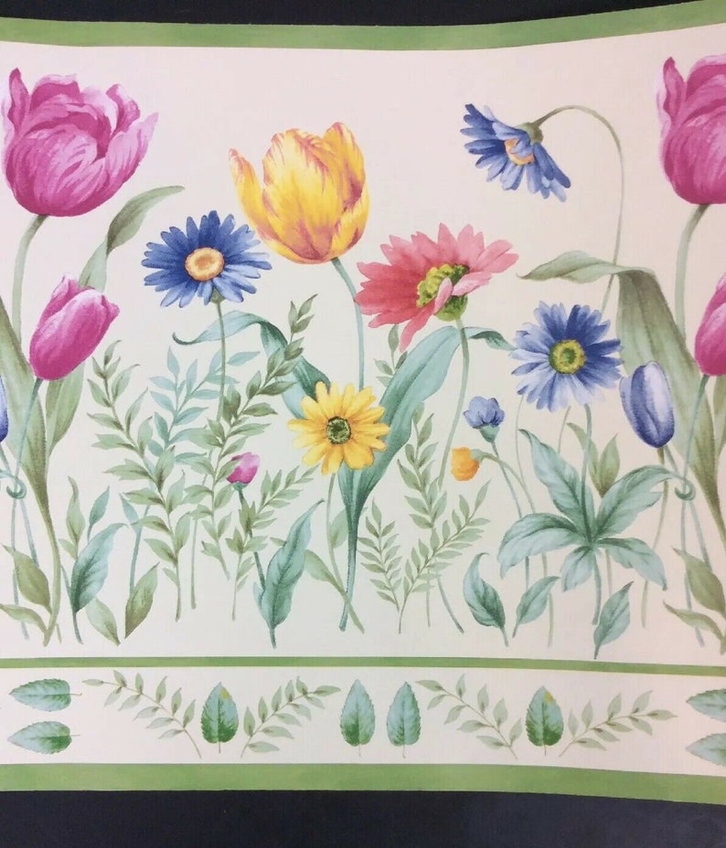 Village Prepasted Floral Wallpaper Border 4 Rolls 12 in x15 Etsy