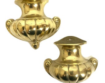 Pair Of Bombay Company Brass Wall Sconces Urn Design Vintage 1989