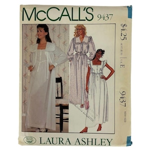 Laura Ashley for McCalls 9437 Misses Robe Nightgown Sewing Pattern Small 10-12