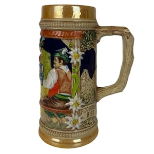 Gerz Original Beer Stein Mug Froh Beim Bier Vintage Hand-Painted West Germany
