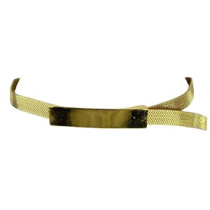 Ladies Gold Metallic Mesh Belt Size Medium Rectangular Buckle Unbranded Vtg 90s