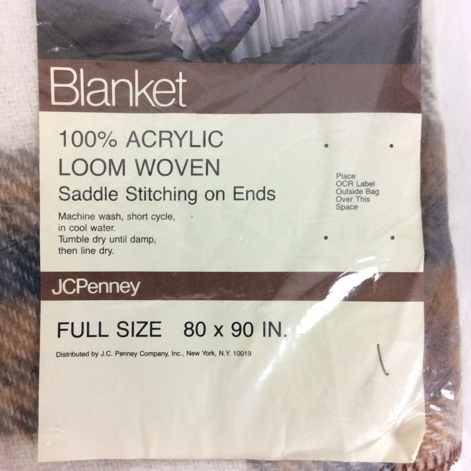 JCPenney Acrylic Loom Woven Blanket Full Size Brown White Etsy