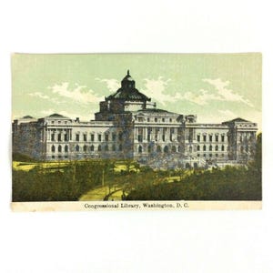 Cartolina d'epoca della Biblioteca del Congresso di Washington DC, retro diviso, non spedita