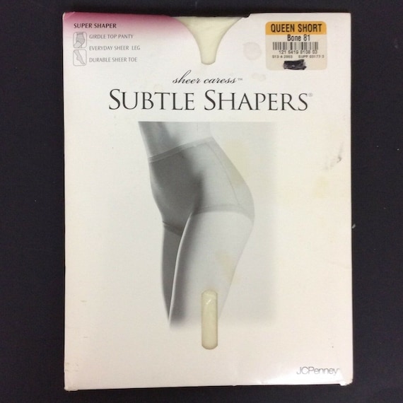 Jcpenney Sheer Caress Pantyhose Queen Short Super Shaper Bone Cream 