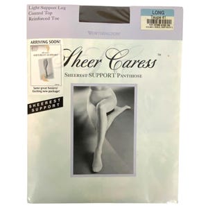 Worthington Sheer Caress Support Pantyhose Long Taupe Control Top Reinforced Toe
